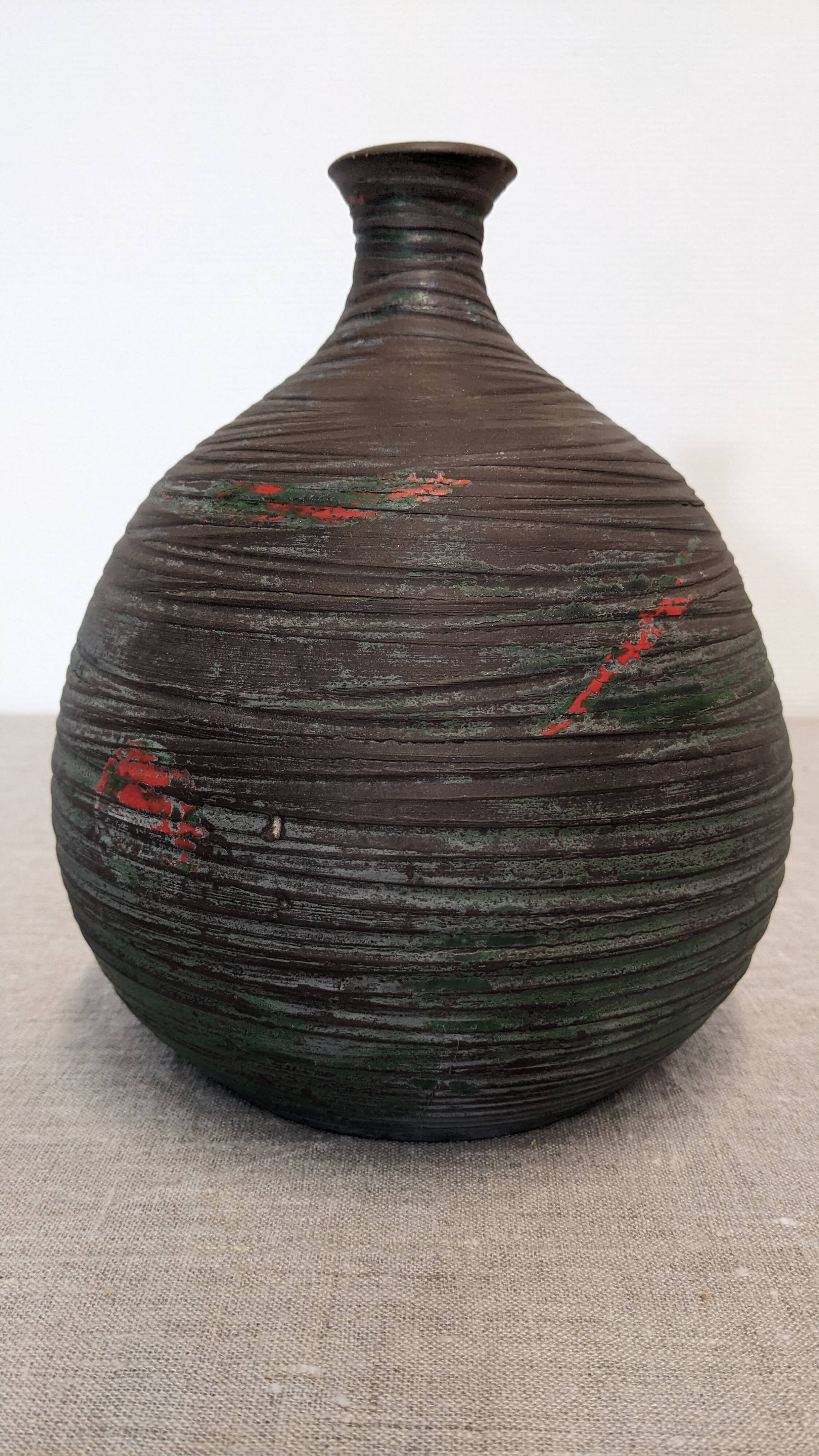 Vase boule Accolay en grès émaillé des années 50/60