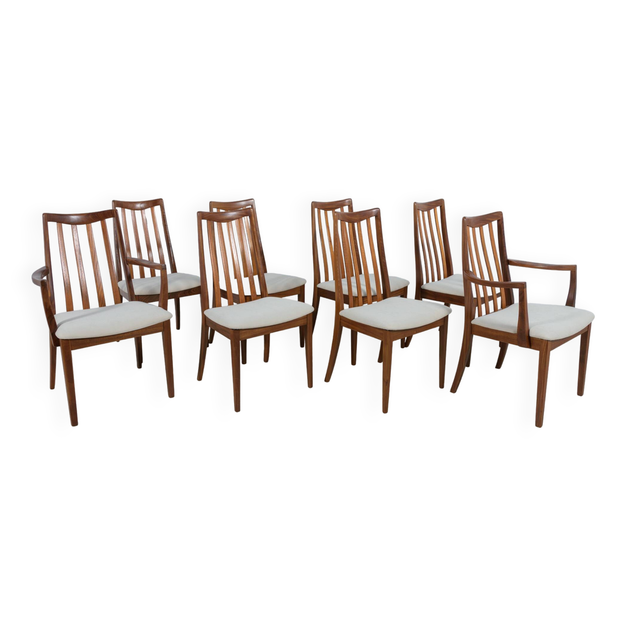Mid-century teak and fabric dining chairs by Leslie Dandy for G-Plan, 1960s, set of 8