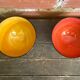Pair of Antique Bowls Pottery Arlequin Rustrel Chiseled Ceramic + Enamel