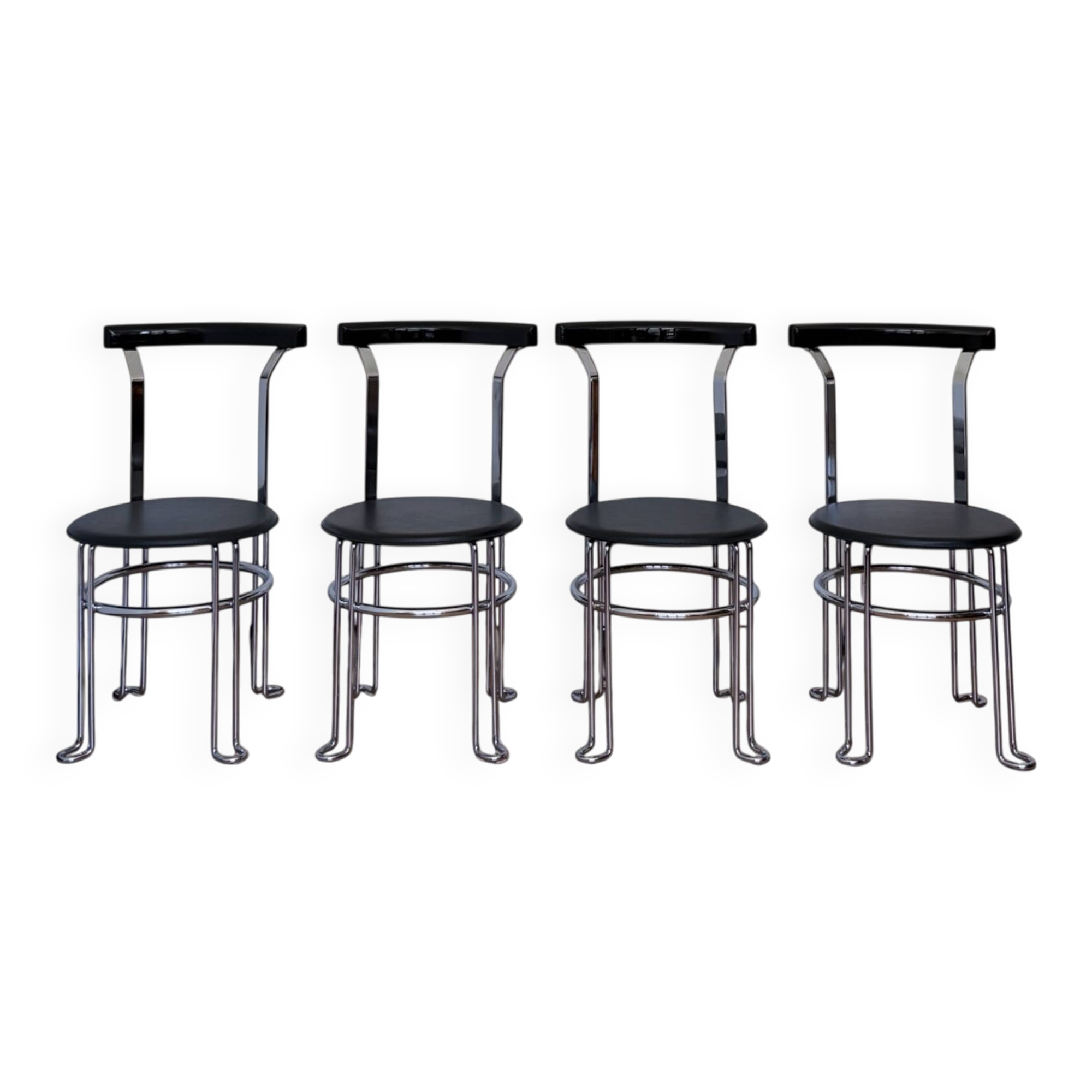 Chaises tubulaires en métal chromé