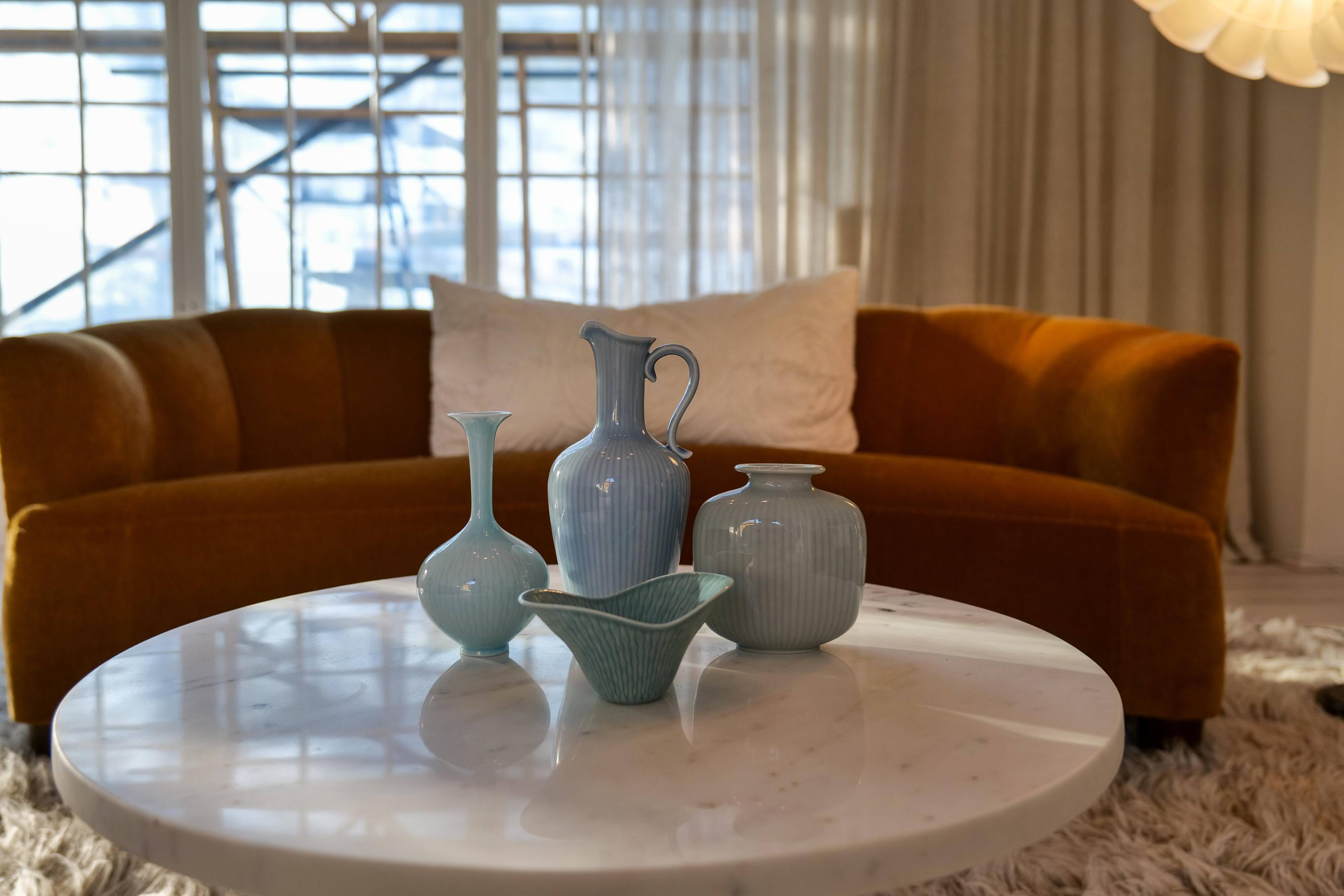 Mid-century modern set of 4 ceramic vases by Rörstrand, Gunnar Nylund, Sweden, 1950s.
