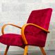 Pair of 6951 red velvet armchairs by Jaroslav Smidek for Ton