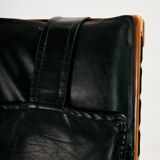 Fauteuil en hêtre avec revêtement en cuir