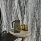 Vintage striated smoked glass carafe