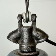 Industrial Blue Enamel Factory Lamp with Cast Iron Top, 1960s