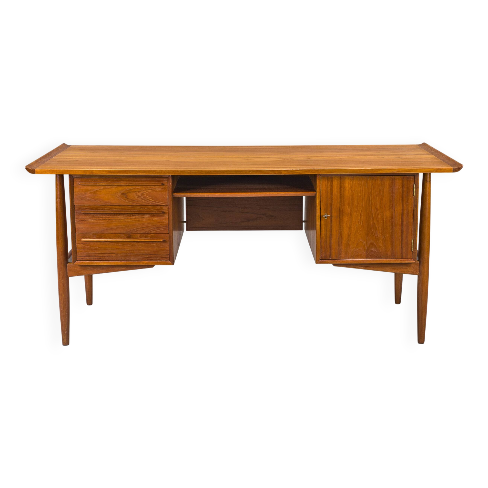 Danish Teak Executive Desk by Arne Vodder for H.P. Hansen, 1960s