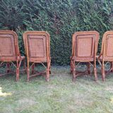 4 Perret and Vibert bamboo and rattan chairs