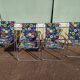 Lot de 4 chaise de camping pliante vintage bleu fleur