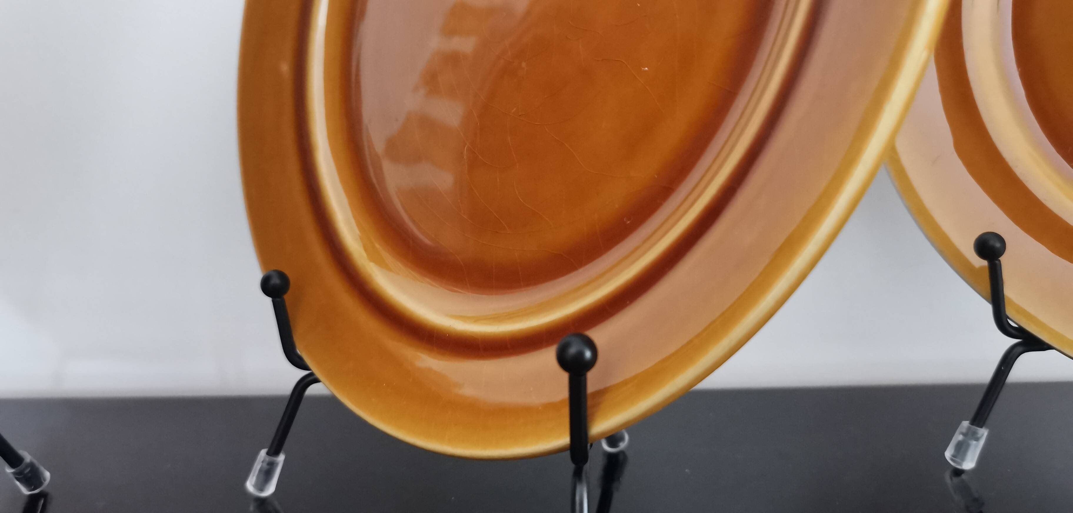 St Amand caramel glazed ceramic dessert plates