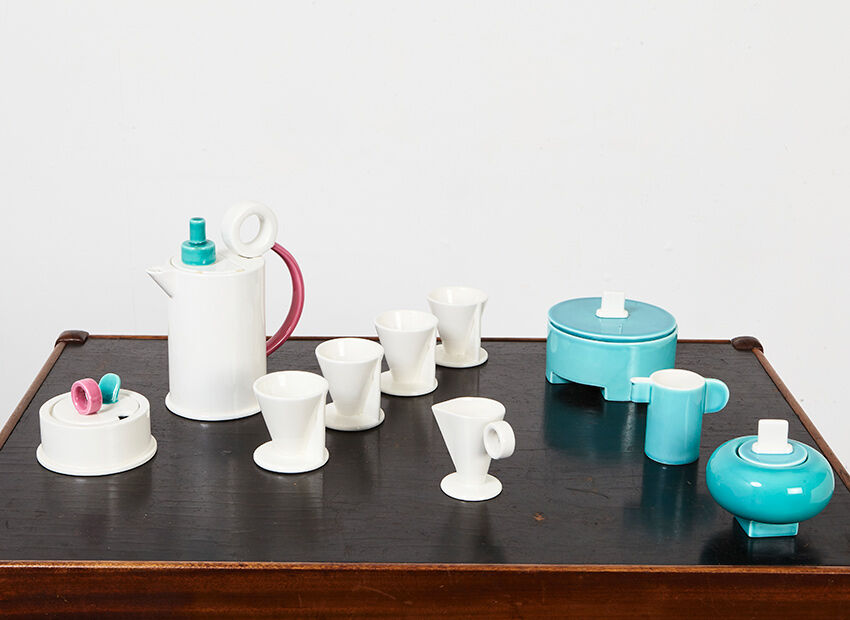 Marco Zanini Ceramic Coffee Set Hollywood Collection for Flavia Montelupe Italy 1980s