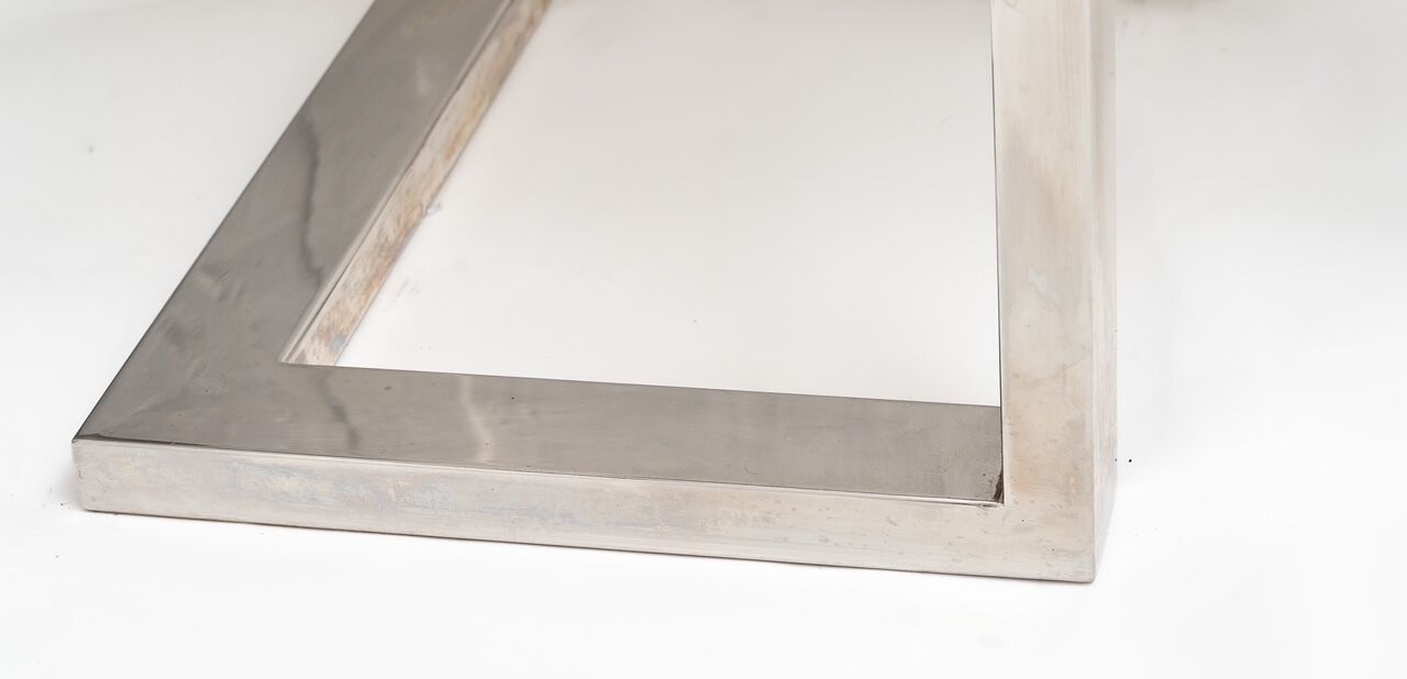 Console en métal chromé et travertin, italie, années 1970