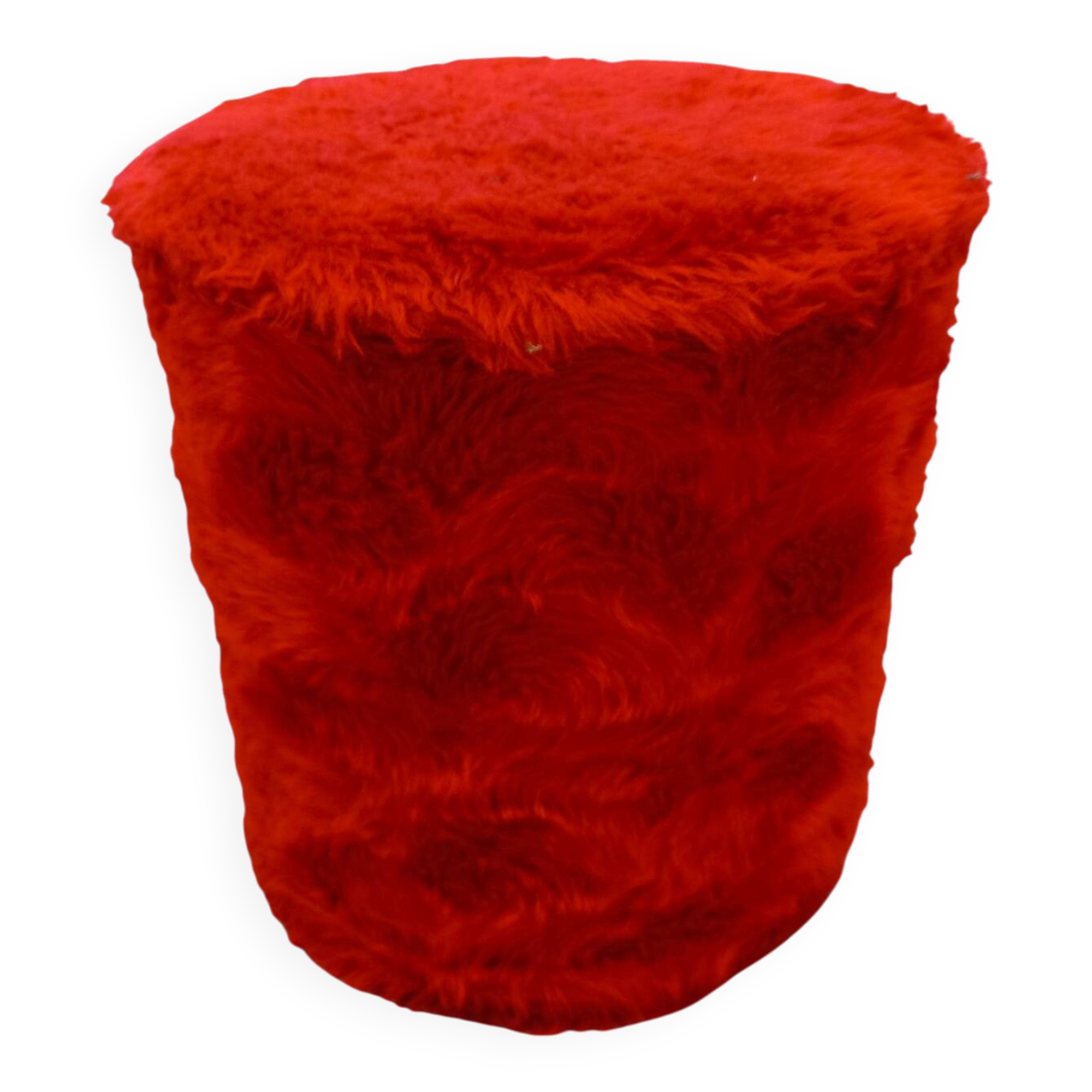 Pouf vintage coffre Space Age en fourrure rouge – 1970