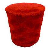 Pouf vintage coffre Space Age en fourrure rouge – 1970