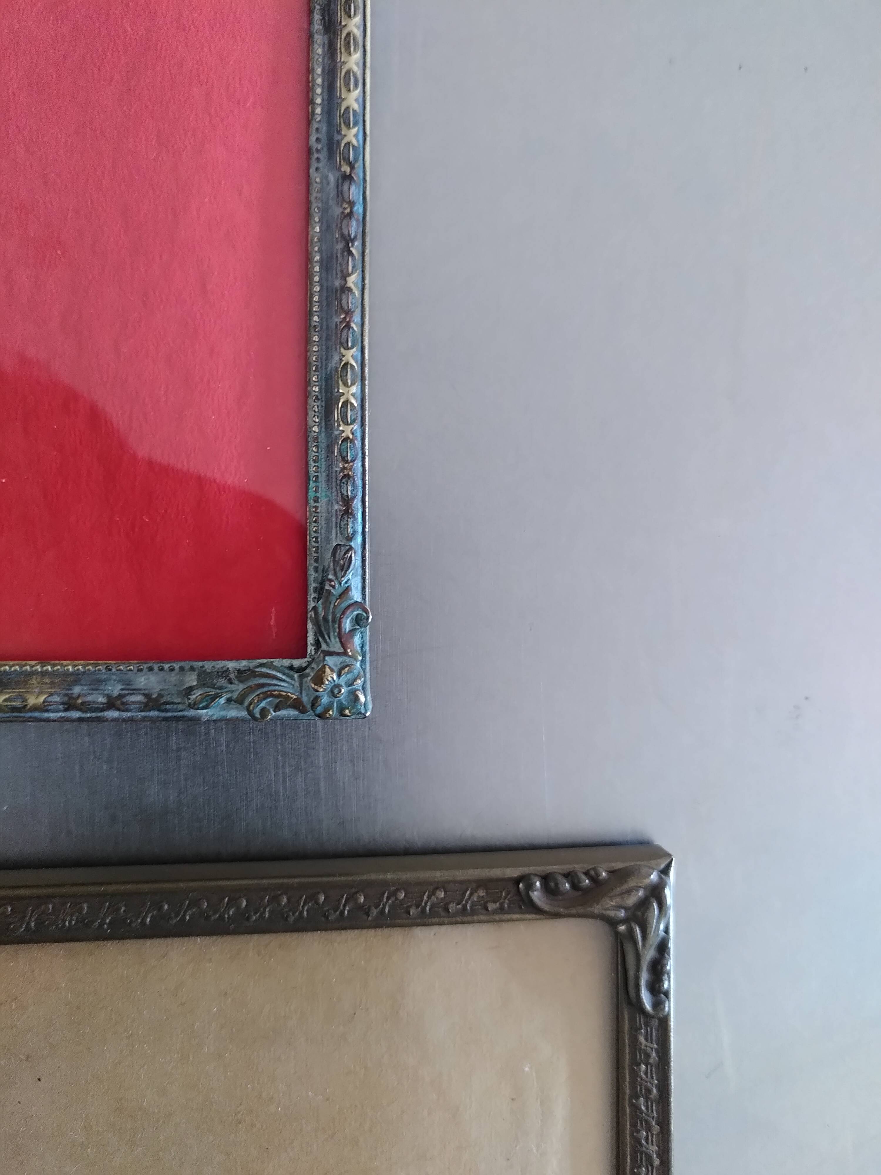 Set of 4 Danish photo frames 40s or 50s in curved glass