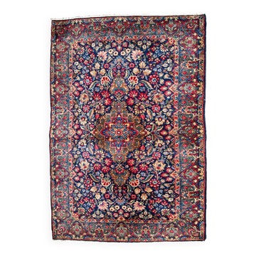 Tapis persan Kerman antique fait à la main 4' x 6.4' (122cm x 195cm) années 1920