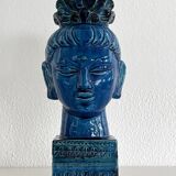 Aldo Londi for Bitossi Kwan Yin Buddha Rimini Blu, Italy, 1970s