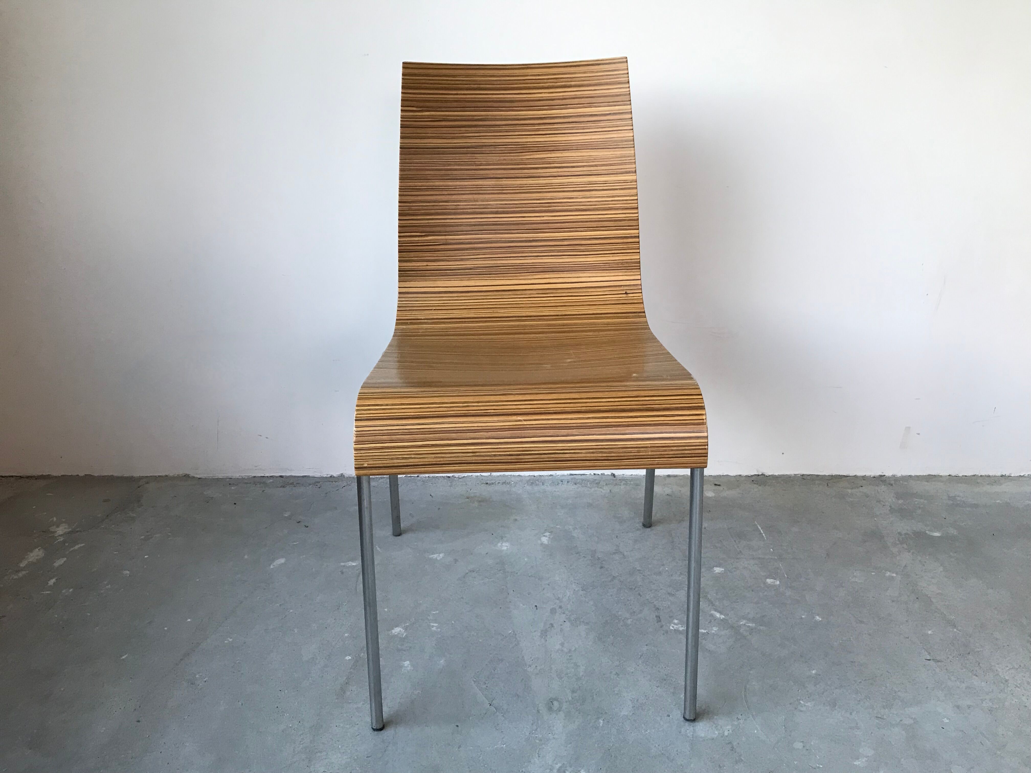 Suite of 4 zebra wooden chairs