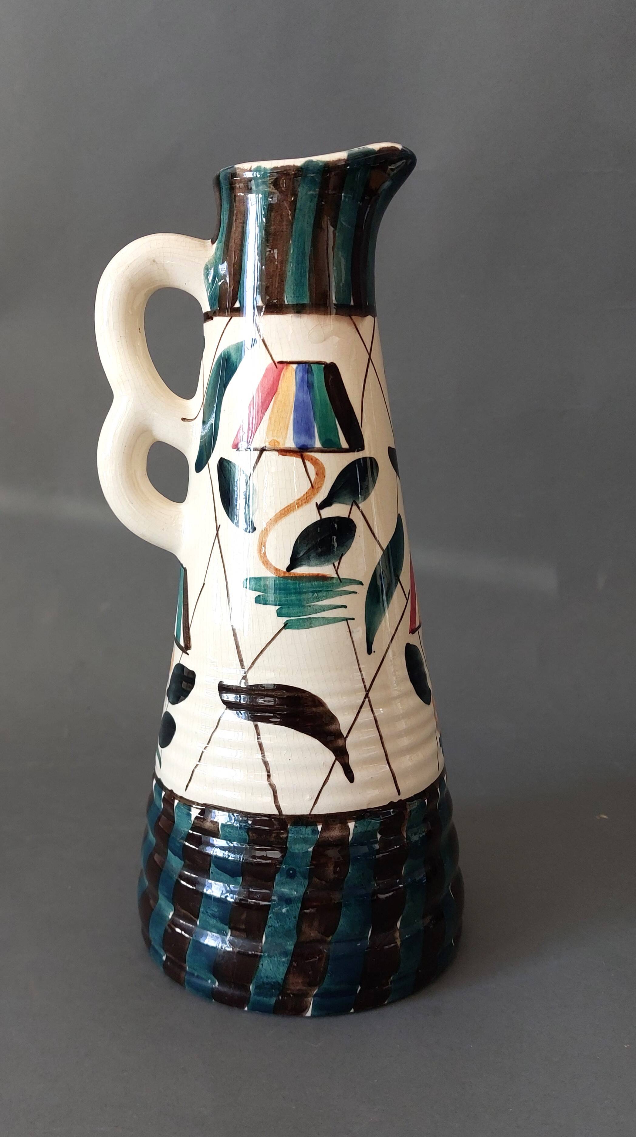 Pair of vases with handles made in Belgium 1950/1960.