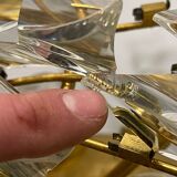 Grand plafonnier en laiton et cristal par Stilkronen Italie années 1970