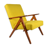 Original vintage - canary yellow - armchair "Compas", renovated, 1960s