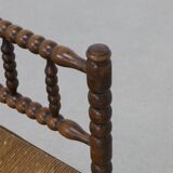 Chaise d'angle ancienne hollandaise en chêne et jonc, vers 1900