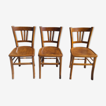 Lot de 3 chaises bistrot style Baumann