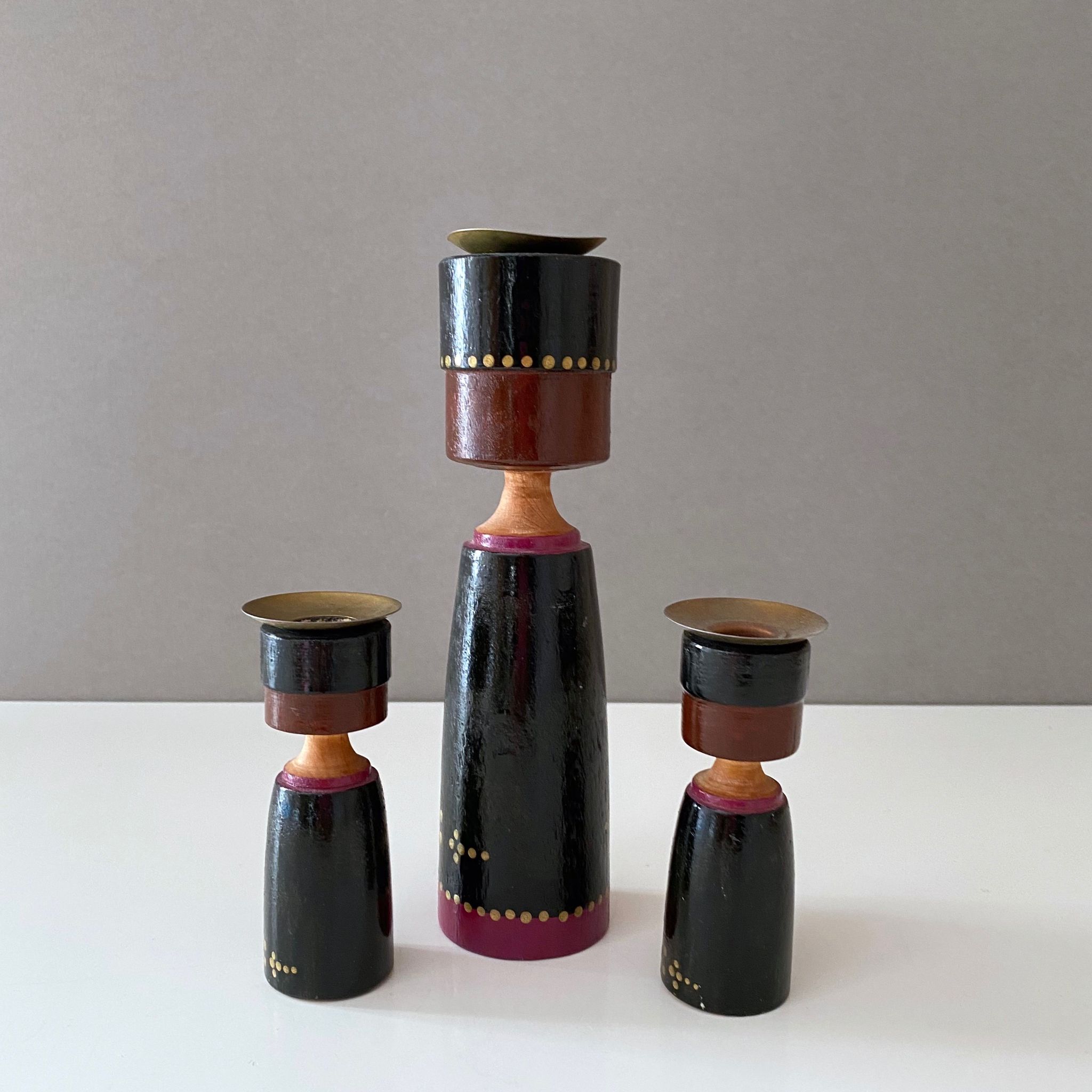 3 Vintage candle holders DDR wooden figurines, Christmas decoration
