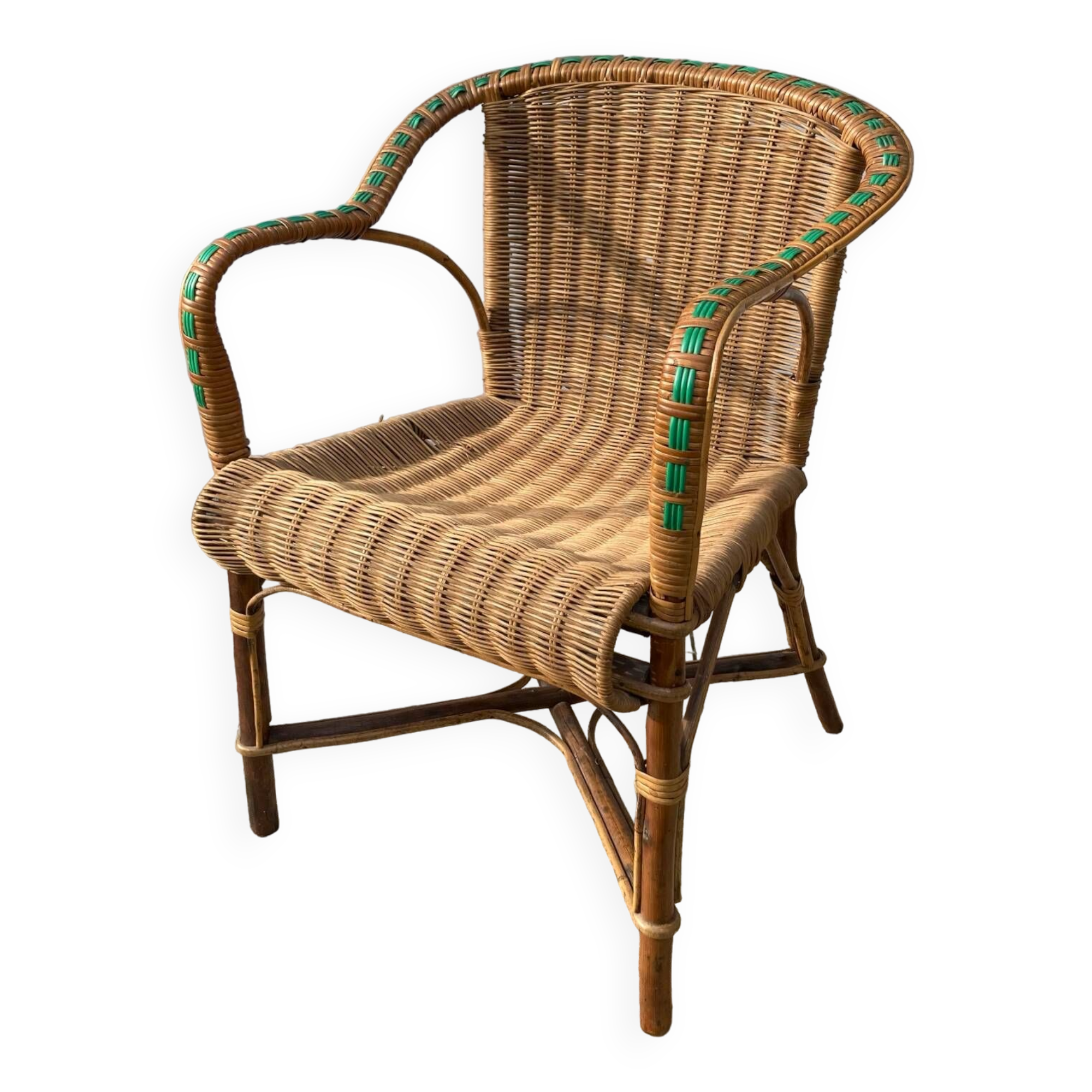 Fauteuil en osier vintage