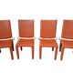 Set di 4 Sedie Design in Cuoio Arancione e Ferro Vintage