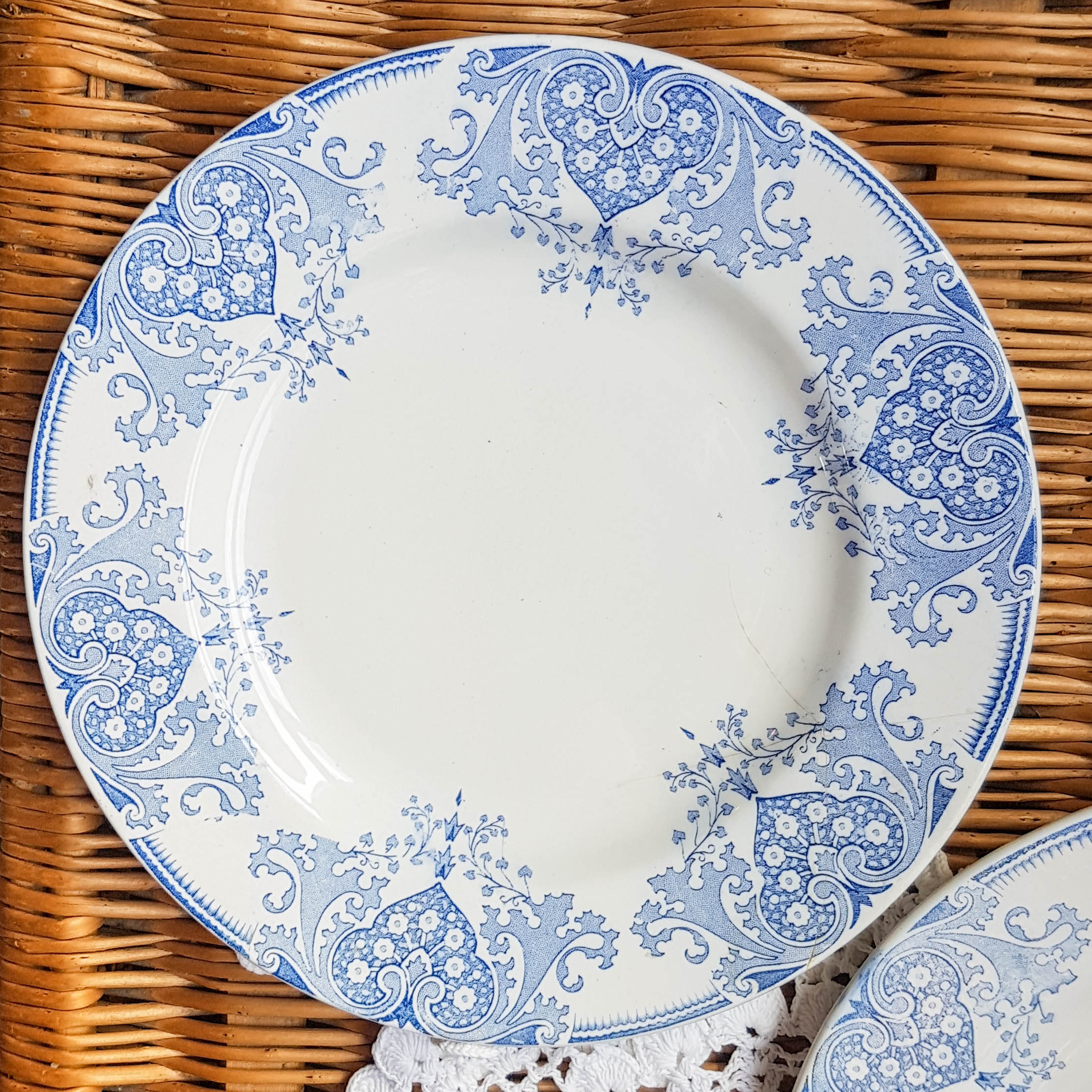 Set of 4 large flat plates iron earth k-g luneville model "mauresque" 1890