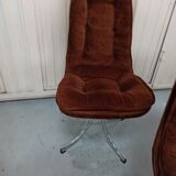 Set of 6 chrome velvet bucket chairs from the 70s