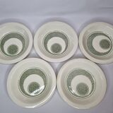 Set of five hollow plates, OpArt, 70s of the faience factory of Gien
