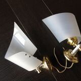 Pair of brass and perspex white /vintage 50-60s wall light