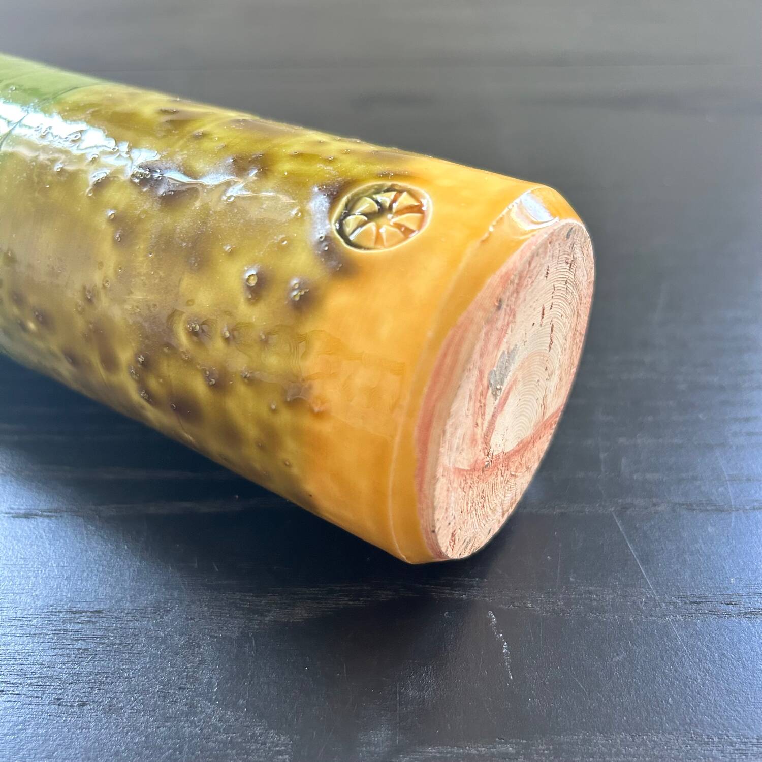 Green and yellow soliflore vase