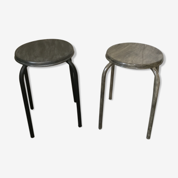 Pair of old workshop stools