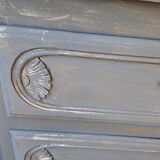 Solid wood chest of drawers painted gray and patinated silver 1940 with 3 drawers