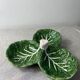 Cabbage leaf serving dish in majolica