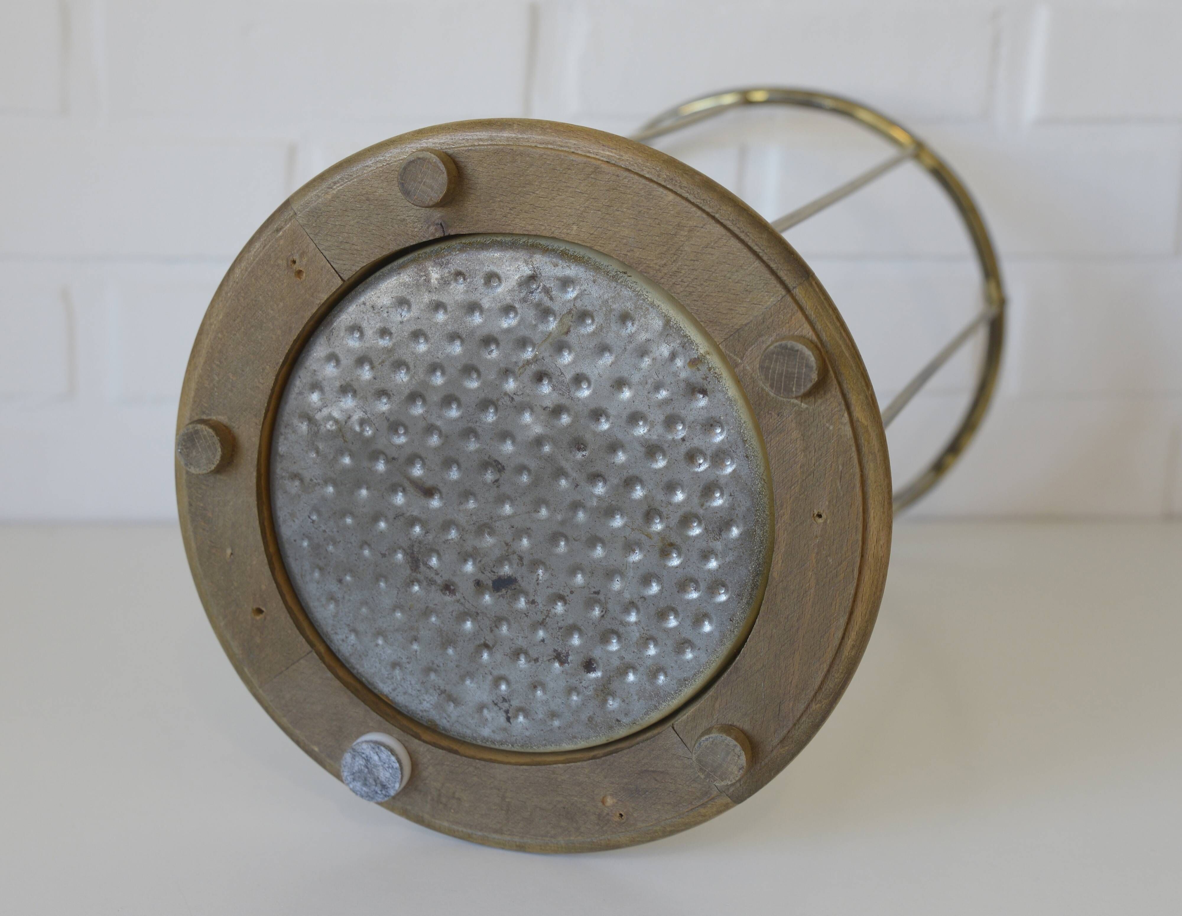 Vintage umbrella stand mid-century brass metal stick holder from 1960s