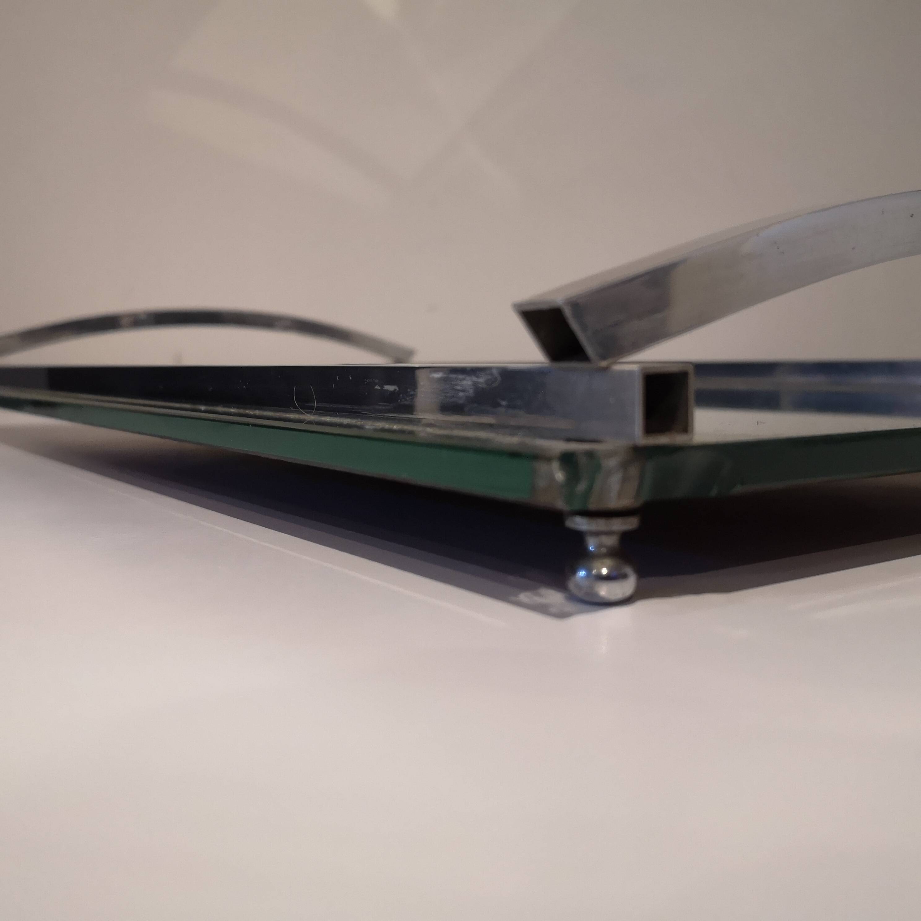 DLG Adnet Modernist Art Deco Glass and Chromed Brass Serving Tray