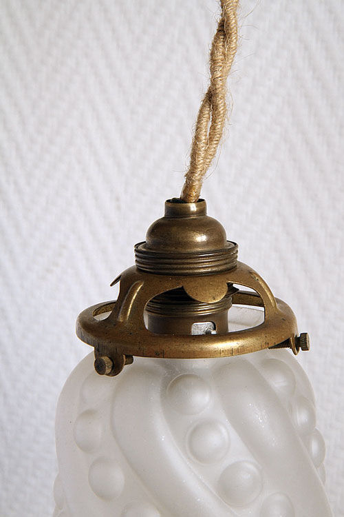 Set of 3 hangings lamp tulips in art nouveau glass paste