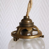 Set of 3 hangings lamp tulips in art nouveau glass paste