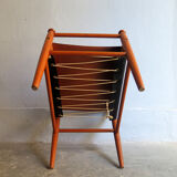 Repose-pied en teck et cuir années, Denmark, 1950