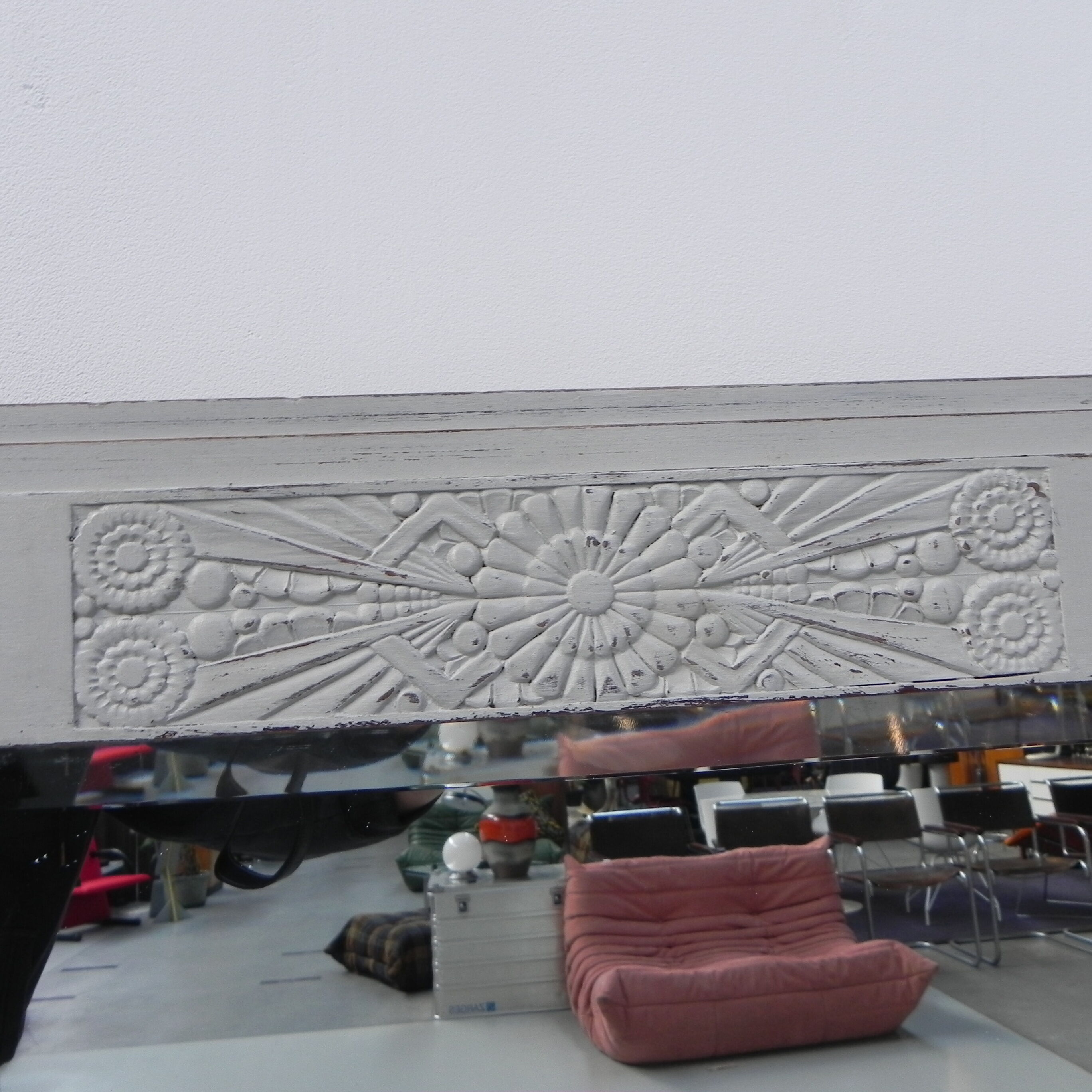 Art Deco table with 2 drawers and mirror, side table