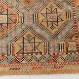 6x10 Pale Red Green Tribal Wool Kilim Rug, 189x300Cm
