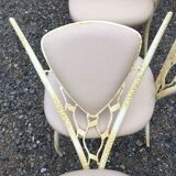 4 vintage chairs in tubular metal lacquered white yellow.