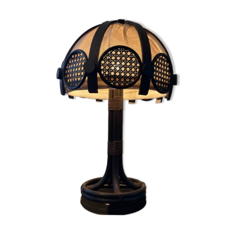 Vintage rattan and cane mushroom lamp