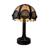 Lampe champignon vintage en rotin et cannage