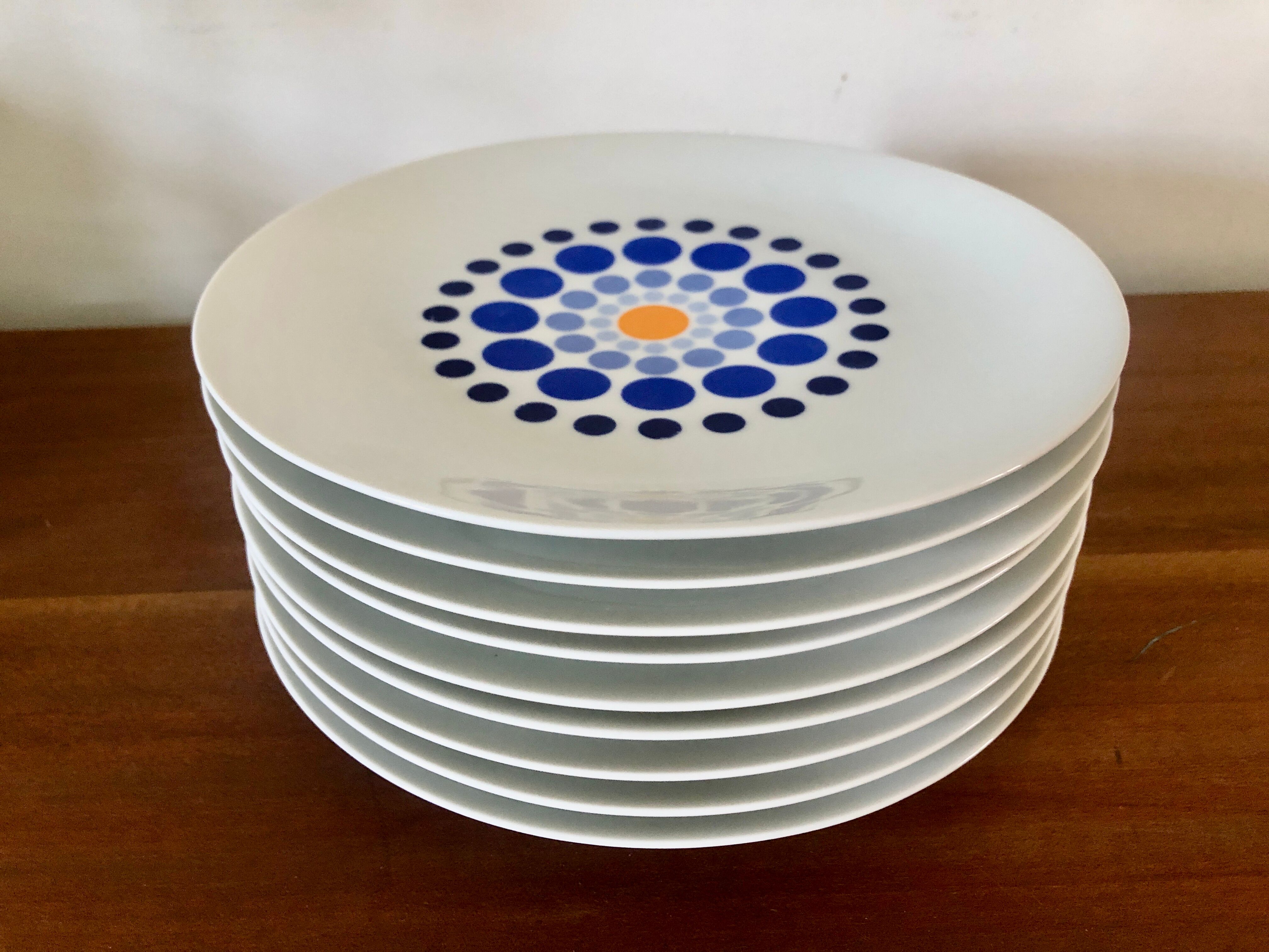 Set of 9 blue German plates bareuther waldsassen