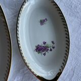 2 raviers et un plat de service ovale FD véritable porcelaine