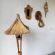 Bamboo and straw floor lamp 1980